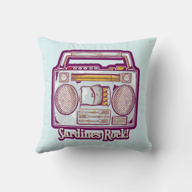 Almofada Sardinhas Rock Funny anos 80 Stereo (Verso)