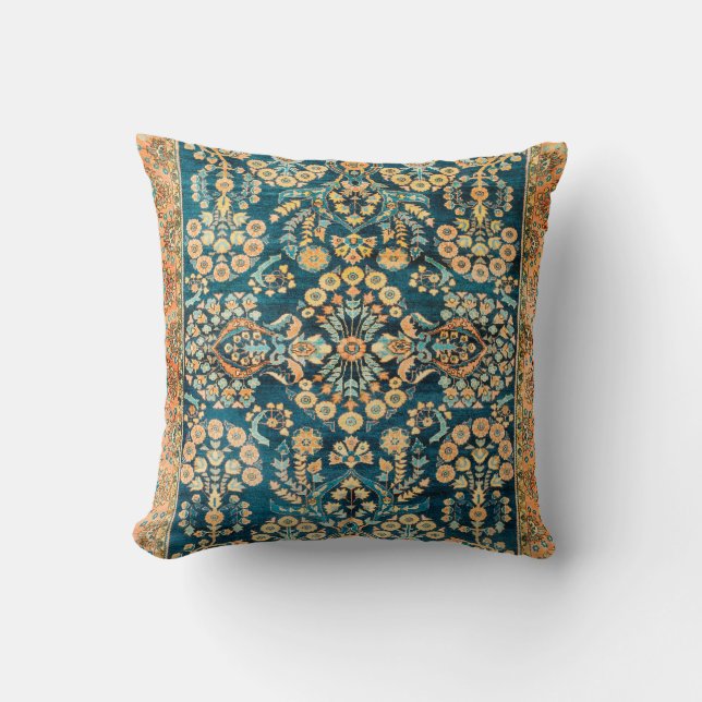 Almofada Sarouk Antique Impressão do Rug Persa Ocidental (Frente)