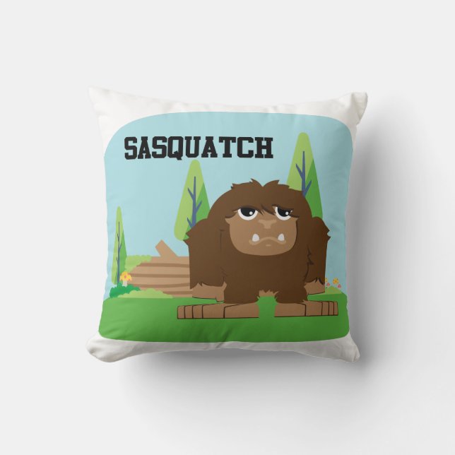 Almofada Sasquatch de Cartoon Bonito (Frente)