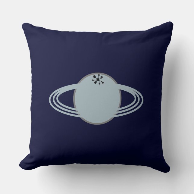 Almofada Saturno Moderno e Elegante em Azul Naval (Frente)
