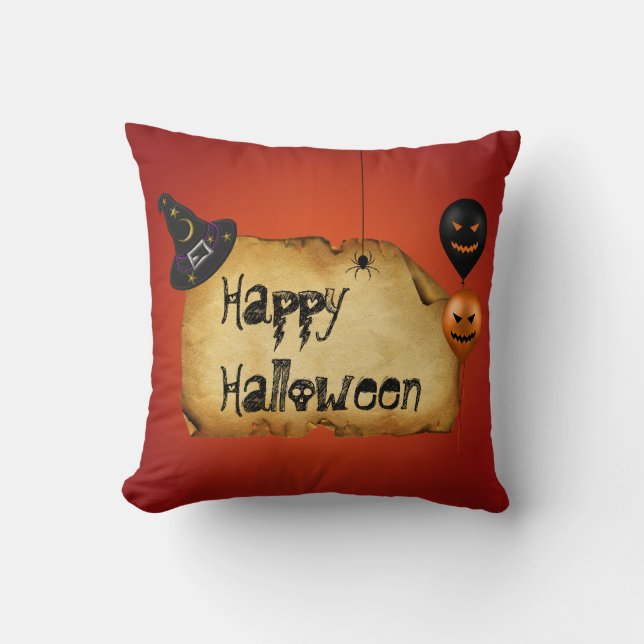 Almofada Saudação de Halloween em Pergaminho Antigo (Frente)