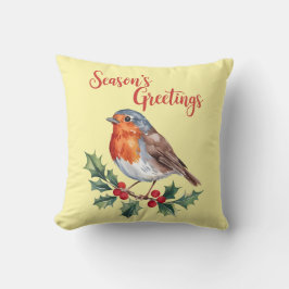 Almofada Saudações da temporada de Robin alegre