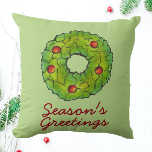 Almofada Saudações de Natal Holly Wreath Cookie
