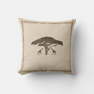 Almofada Savana Africana Duas Girafas & Árvore Jungle Vinta