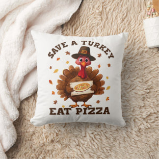 Almofada Save a Turkey Eat Pizza – Funny Thanksgiving Pizza