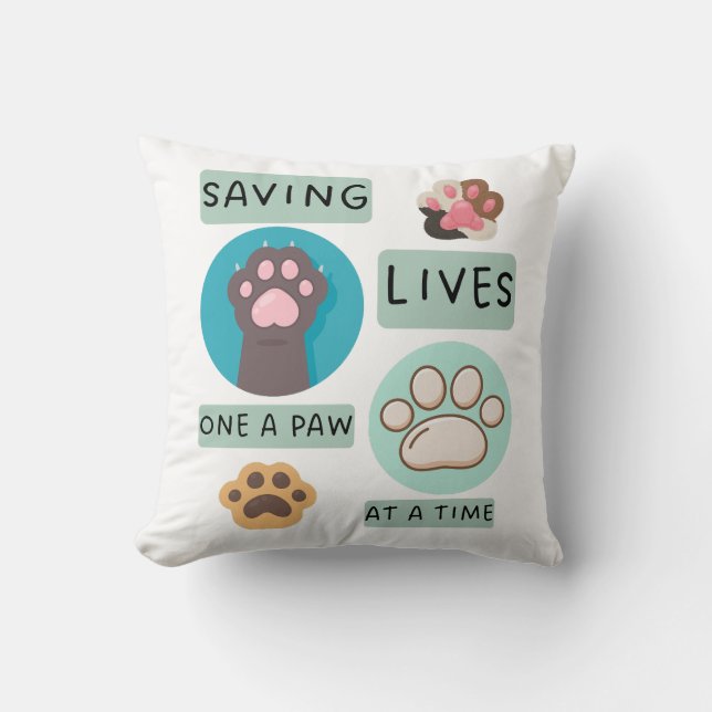 Almofada Saving Lives One Paw At A Time – Vet Animal Design (Frente)