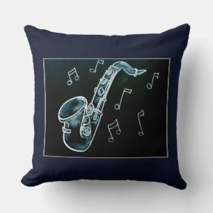 Almofada Saxofone E Notas De Música