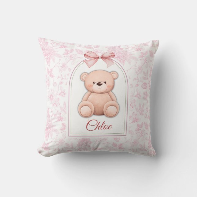 Almofada Scarlett | Design de Enfermeiro de Urso Rosa Perso (Frente)