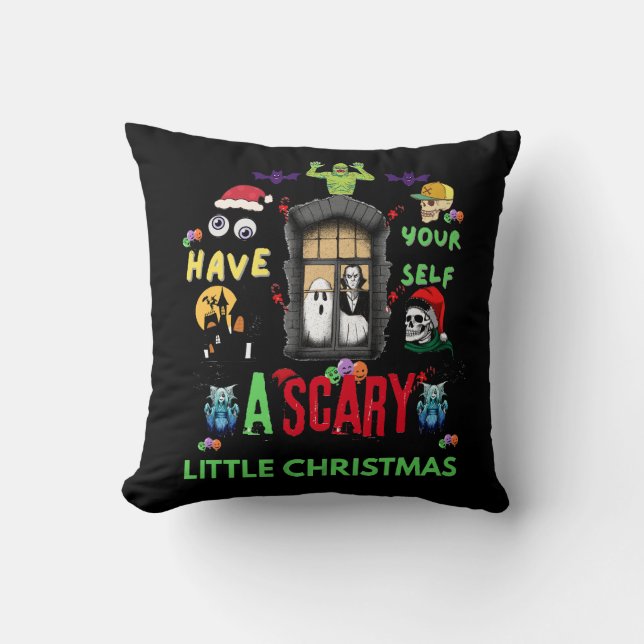Almofada Scary Little Christmas Horror Holiday Design   (Frente)