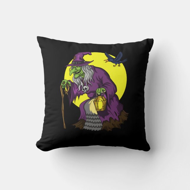 Almofada Scary Witch Spooky Raven Halloween (Frente)