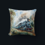 Almofada Scenic Landscape a Victorian Train<br><div class="desc">A lovely mountain landscape with a Victorian train and a castle in background</div>