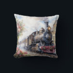 Almofada Scenic Landscape a Victorian Train<br><div class="desc">A lovely landscape with a Victorian train outside a train station</div>