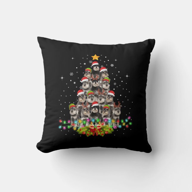 Almofada Schnauzer Cães Árvore Natal Pet Xmas (Frente)