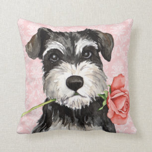 Almofada Schnauzer do rosa dos namorados mini