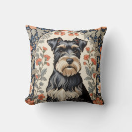 Almofada Schnauzer Elegante Floral Inspirado em William Mor