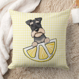 Almofada Schnauzer Lemon Gingham Throw Pillow