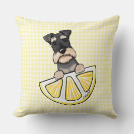 Almofada Schnauzer Lemon Gingham Throw Pillow