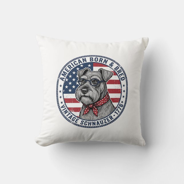 Almofada Schnauzer Patriótico Vintage (Frente)