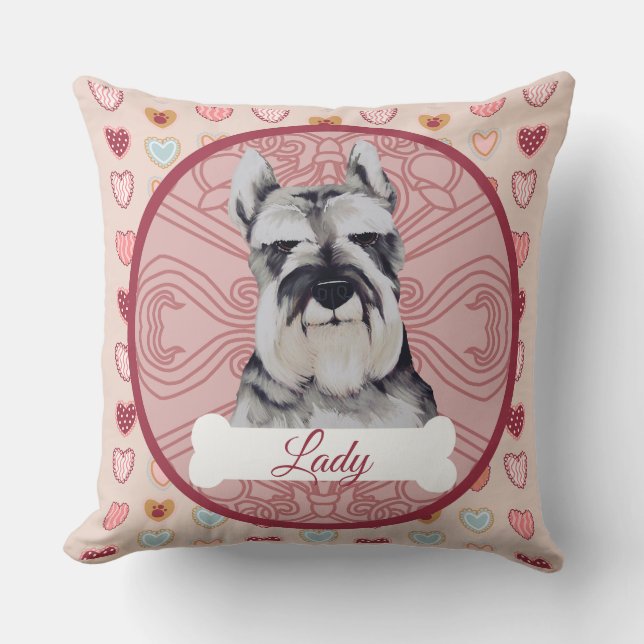 Almofada Schnauzer Personalize Valentine Pillow (Frente)