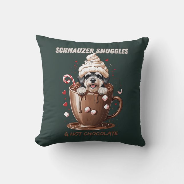 Almofada Schnauzer Snuggles & Hot Chocolate (Frente)