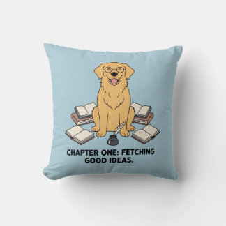 Almofada Scholar Golden Retriever Pastel Blue Dog Design