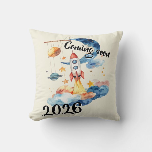 Almofada Schwangerschaft verkünden 2026 Rakete Weltraum  (Frente)