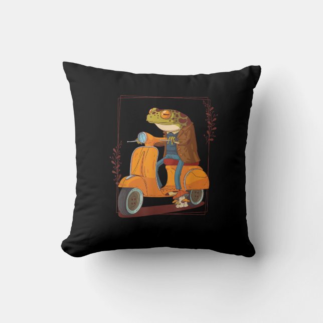 Almofada Scooter de Rã Cogumelo Academia Goblincore (Frente)