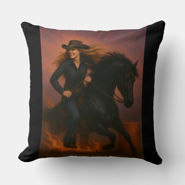 Almofada Scorching Fast Barrel Racing Team Throw Pillow (Frente)