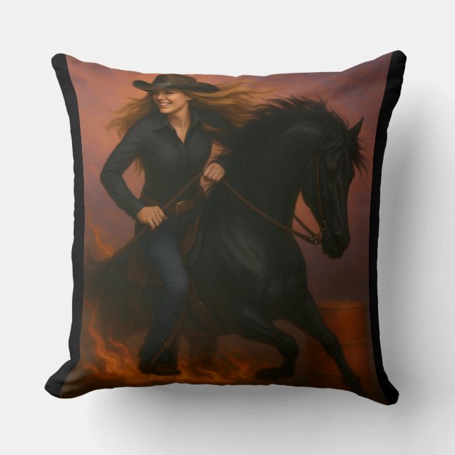 Almofada Scorching Fast Barrel Racing Team Throw Pillow (Frente)