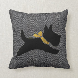 Almofada Scottie preto seu Herringbone da escolha da cor