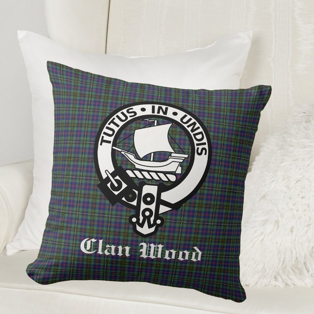 Almofada Scottish Clan Wood Crest & Tartan (Criador carregado)