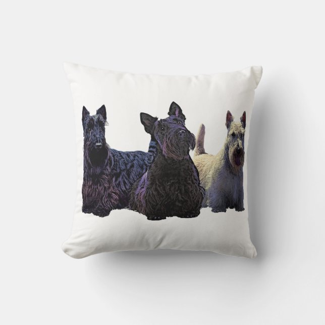 Almofada Scottish Terrier black/whaten trio, cão negro (Frente)