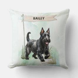 Almofada Scottish Terrier Watercolor Personalized Dog