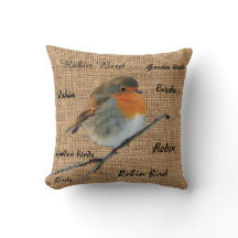Script burlap do Modern Vintage Robin Bird