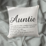 Almofada Script Chic Preto e Branco da Tia Definição<br><div class="desc">Personalize sua tia ou tia favorita para criar um presente exclusivo. Uma maneira perfeita de mostrar a ela o quão incrível ela é todos os dias. Projetado por Thisnotme©</div>