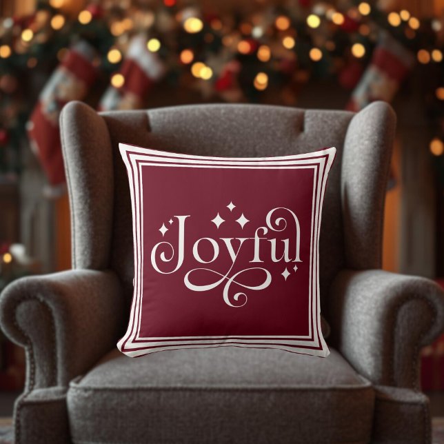 Almofada Script de Alegria de Natal (Christmas Joyful Script Throw Pillow)