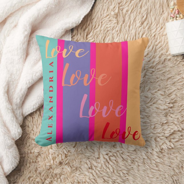 Almofada Script de Amor Personalizado Colorido (Cobertor)