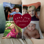 Almofada Script de Coração de Colagem de Fotos Personalizad<br><div class="desc">Script de Coração de Colagem de Fotos Personalizada do GRANDMA</div>