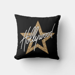 Almofada Script de Mão Branca de Hollywood com Estrela