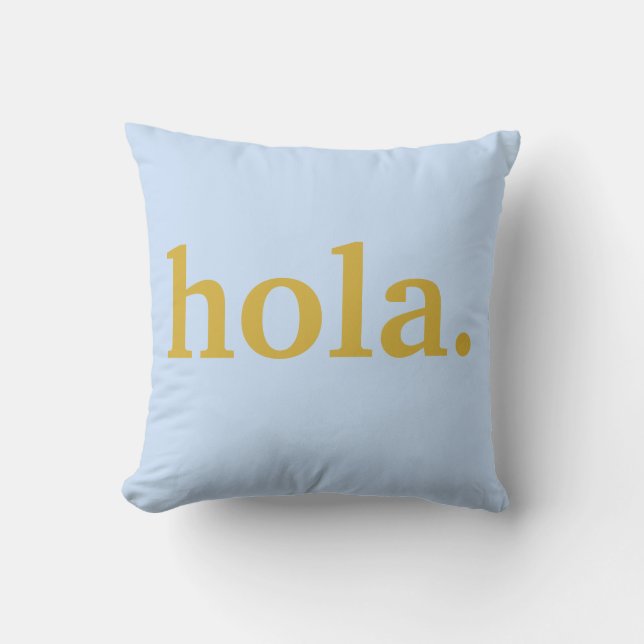 Almofada Script Dourado Hola e Azul (Frente)