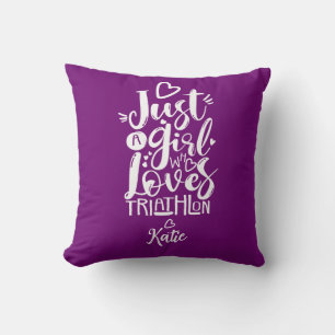 Almofada Script Moderno Roxo de Garota Inspiradora Triathlo