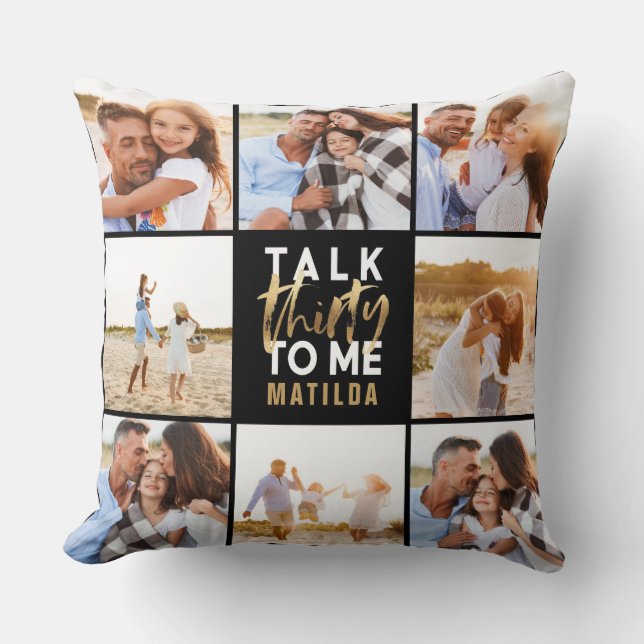 Almofada script multi-dourado aniversário de 30 anos modern (Frente)