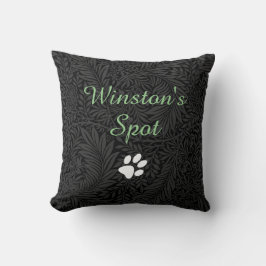 Almofada Script Verde Floral Preto do Nome de Pet Personali