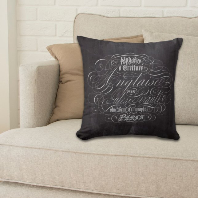 Almofada Scripts Franceses do Quartel russa de Paris (Paris rustic country chalkboard French Scripts Throw Pillow)