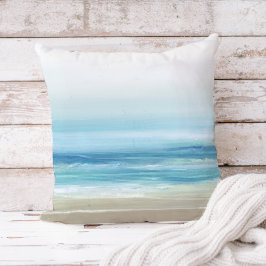 Almofada Sea Blue Watercolor Beach Waves Coaster