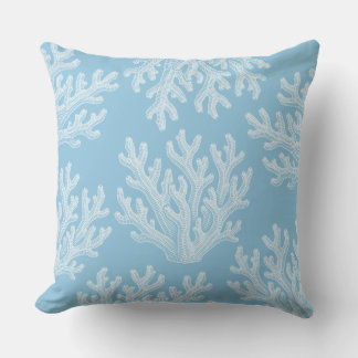 Almofada Sea Coral Silhouette Throw Pillow | Marine Blue