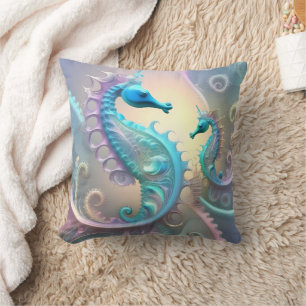 Almofada Seacavalos Pastel Fractal Art,