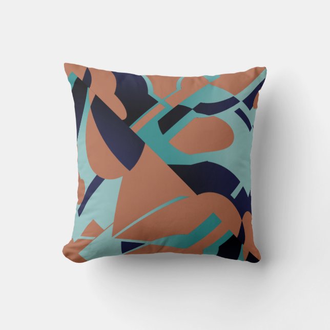 Almofada Seafoam Design de Arroz Azul-Negro-Ferrugem Negra (Frente)