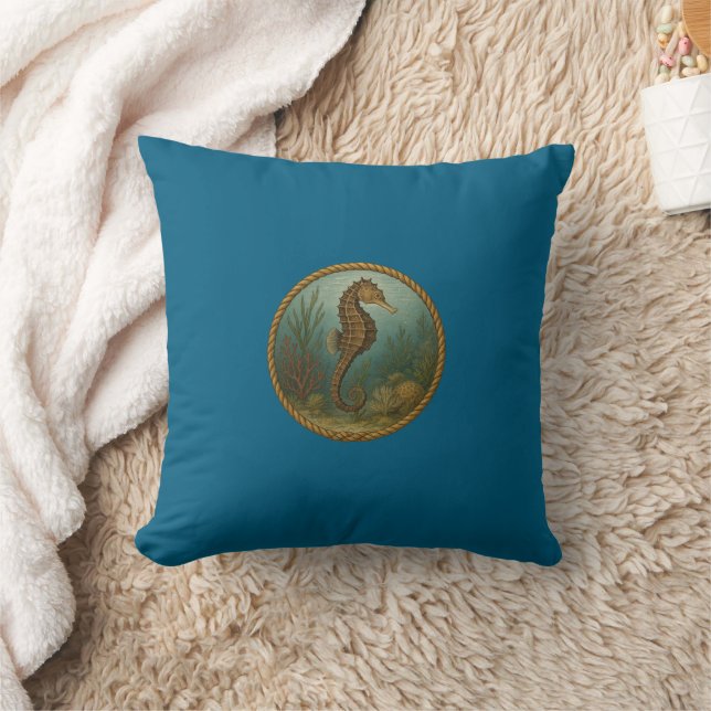 Almofada Seahorse Ocean Blue Pillows (Cobertor)