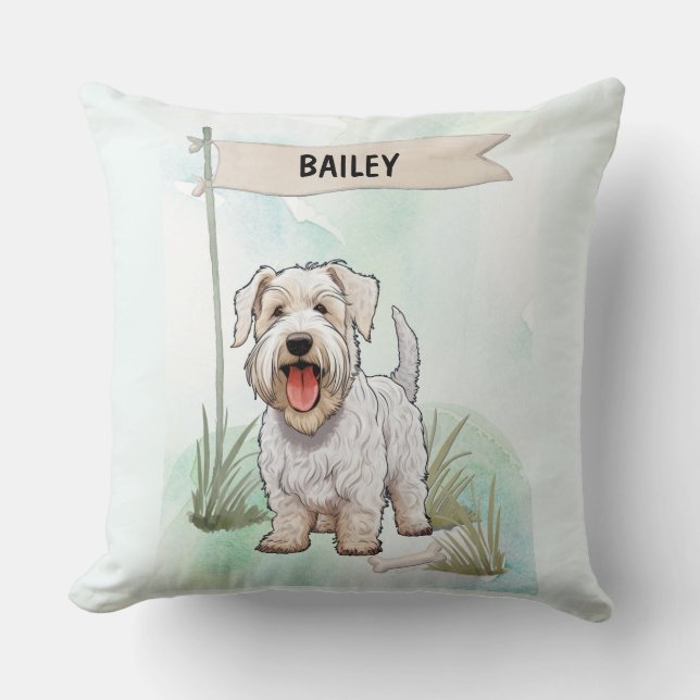 Almofada Sealyham Terrier Watercolor Personalized Dog (Frente)